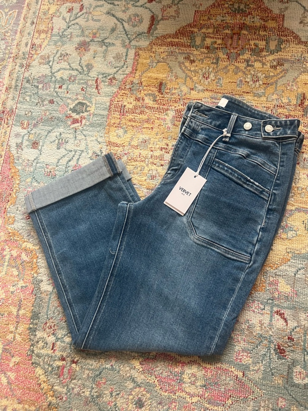 VERVET Mid Blue Straight Jeans - Women's Classic Straight Leg